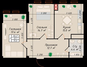 63,9 м², 2-комнатная квартира 5 814 900 ₽ - изображение 56