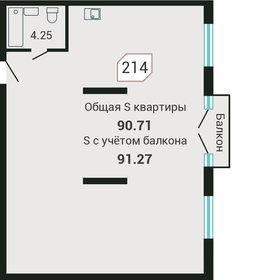 Квартира 91,3 м², студия - изображение 1