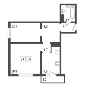 Квартира 58,6 м², 2-комнатная - изображение 1