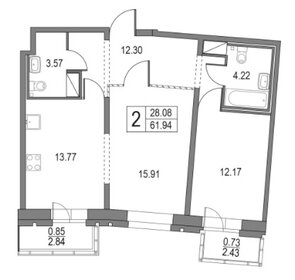 Квартира 67,2 м², 2-комнатная - изображение 1