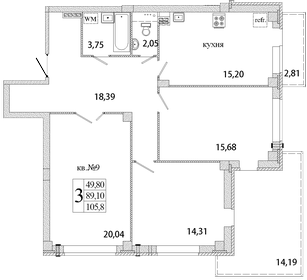108 м², 3-комнатная квартира 7 237 250 ₽ - изображение 13