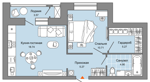 52 м², 2-комнатная квартира 5 666 602 ₽ - изображение 16