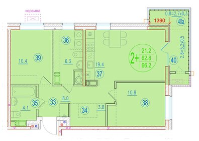 Квартира 66,2 м², 2-комнатная - изображение 1