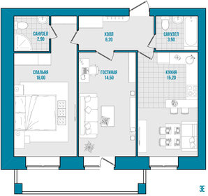 34 м², 1-комнатная квартира 2 140 000 ₽ - изображение 117