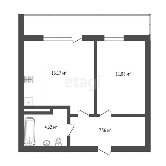 40 м², 1-комнатная квартира 5 100 000 ₽ - изображение 1