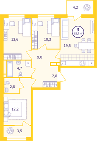 Квартира 78,8 м², 3-комнатная - изображение 1