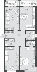 94,5 м², 3-комнатная квартира 14 100 000 ₽ - изображение 88