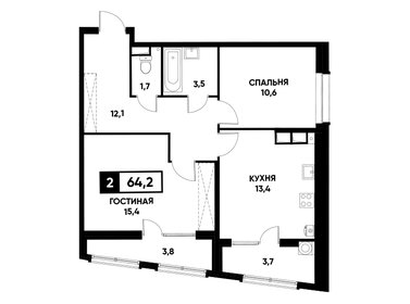 Квартира 64,2 м², 2-комнатная - изображение 1