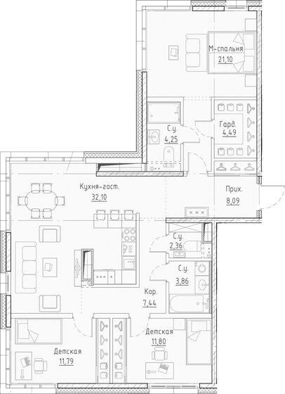 117 м², 3-комнатная квартира 49 150 000 ₽ - изображение 1