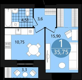 42 м², 1-комнатная квартира 5 600 000 ₽ - изображение 106