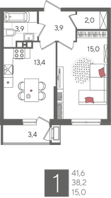 41,6 м², 1-комнатная квартира 10 196 160 ₽ - изображение 24