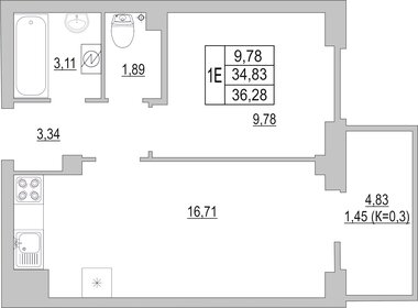 Квартира 36,3 м², 1-комнатная - изображение 1