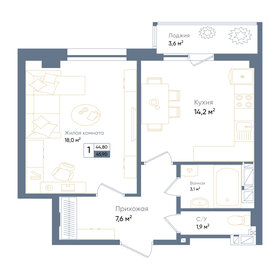 46,6 м², 1-комнатная квартира 7 843 712 ₽ - изображение 61