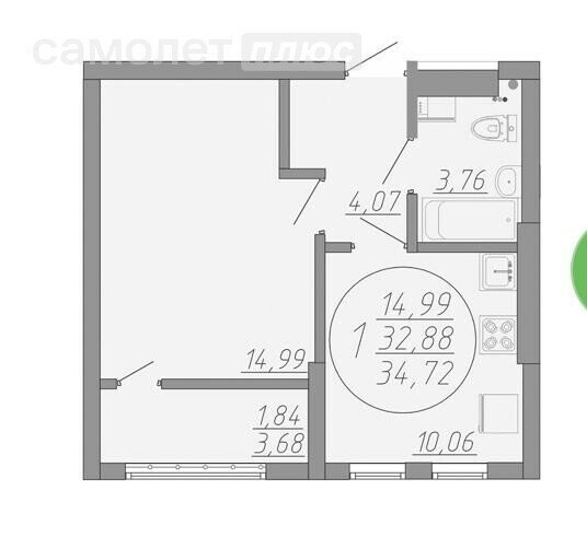 34,7 м², 1-комнатная квартира 4 250 000 ₽ - изображение 51