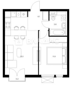 Квартира 40,1 м², 1-комнатная - изображение 1