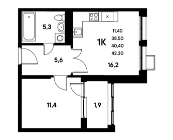 41,2 м², 1-комнатная квартира 6 820 921 ₽ - изображение 21