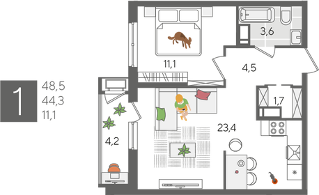 61,7 м², 1-комнатная квартира 11 800 000 ₽ - изображение 91