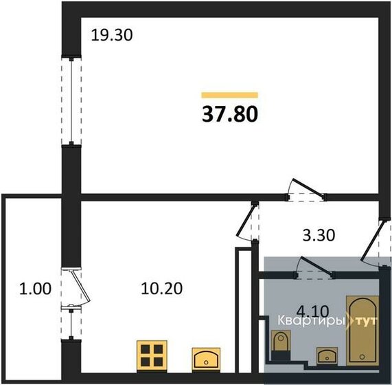 37,8 м², 1-комнатная квартира 4 441 500 ₽ - изображение 19