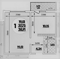 Квартира 38,9 м², 1-комнатная - изображение 1