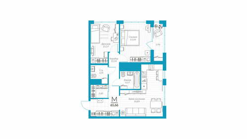 65,7 м², 2-комнатная квартира 7 091 280 ₽ - изображение 10