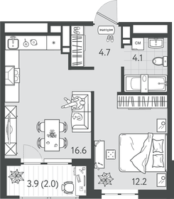 41,1 м², 1-комнатная квартира 12 330 000 ₽ - изображение 9