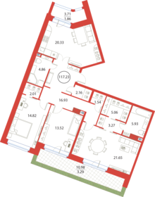 Квартира 117,2 м², 3-комнатная - изображение 1