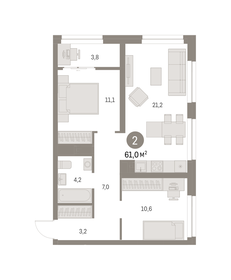 65 м², 2-комнатная квартира 11 350 000 ₽ - изображение 69