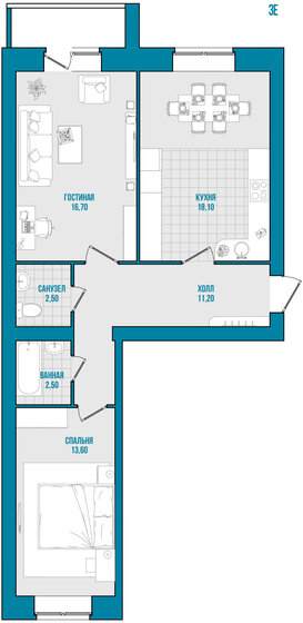 66,3 м², 2-комнатная квартира 5 105 100 ₽ - изображение 1