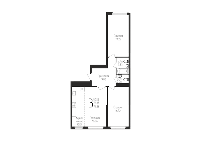 Квартира 76,4 м², 3-комнатная - изображение 1