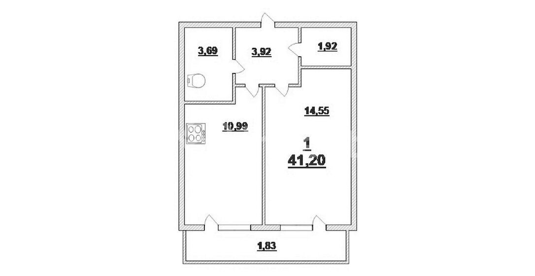 41,2 м², 1-комнатная квартира 7 100 000 ₽ - изображение 1