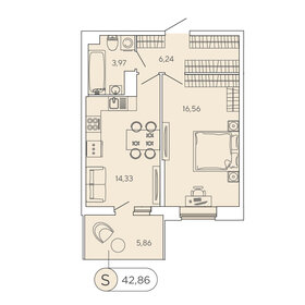 Квартира 42,9 м², 1-комнатная - изображение 1