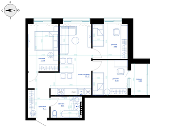 Квартира 64,5 м², 1-комнатная - изображение 2