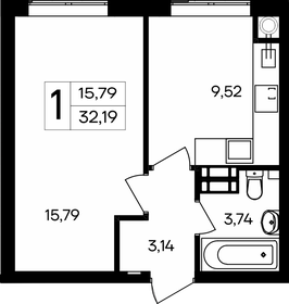 Квартира 32,2 м², 1-комнатная - изображение 1