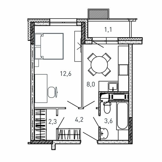 31,8 м², 1-комнатная квартира 5 946 600 ₽ - изображение 29