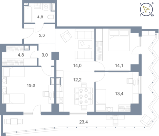 116,4 м², 3-комнатная квартира 8 310 000 ₽ - изображение 24