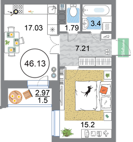 45,6 м², 1-комнатная квартира 13 535 000 ₽ - изображение 78