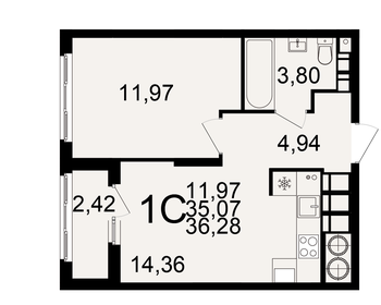 36,3 м², 1-комнатная квартира 3 717 675 ₽ - изображение 10
