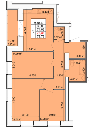 76,4 м², 3-комнатная квартира 7 561 620 ₽ - изображение 1