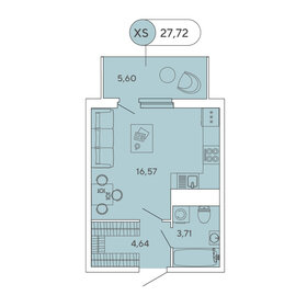 Квартира 27,7 м², студия - изображение 1