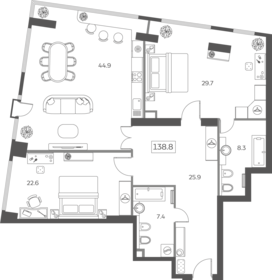 Квартира 138,1 м², 4-комнатная - изображение 4