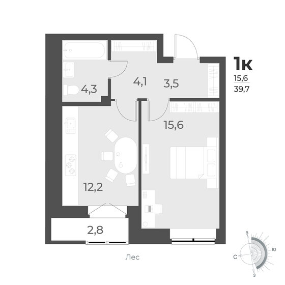 39,7 м², 1-комнатная квартира 5 650 000 ₽ - изображение 1