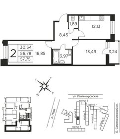 56,8 м², 2-комнатная квартира 17 730 000 ₽ - изображение 20