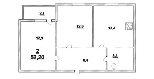 Квартира 52,2 м², 2-комнатная - изображение 1