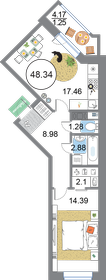 41 м², 1-комнатная квартира 11 999 000 ₽ - изображение 75