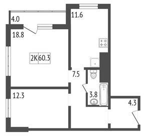 Квартира 60,3 м², 2-комнатная - изображение 1