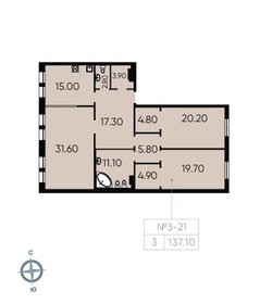 Квартира 137,1 м², 3-комнатная - изображение 1