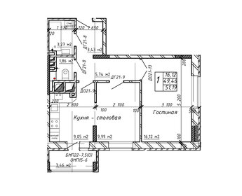 Квартира 51,2 м², 1-комнатная - изображение 1