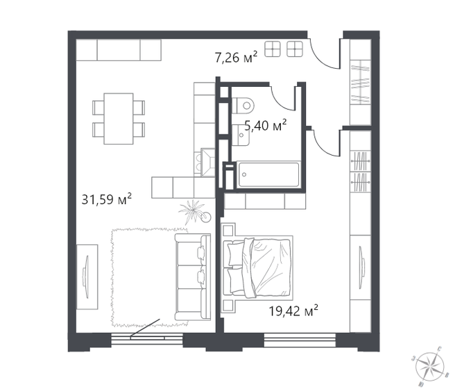 63,7 м², 1-комнатная квартира 8 533 500 ₽ - изображение 1