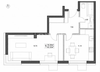 Квартира 43,4 м², студия - изображение 1