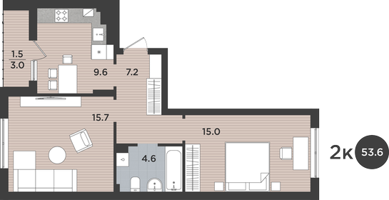 66,9 м², 2-комнатная квартира 6 400 000 ₽ - изображение 100